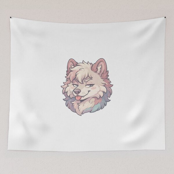 Item preview, Cute Fluffy Wolf Smug Art Sticker – Soft Aesthetic Furry Graphic designed and sold by DuckOddity.