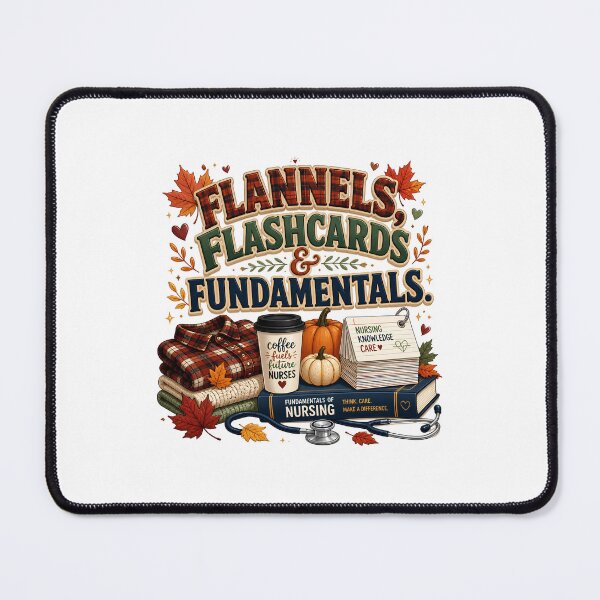 Item preview, Flannels, Flashcards & Fundamentals – Funny Fall Nursing Student Design designed and sold by CuteDesignables.