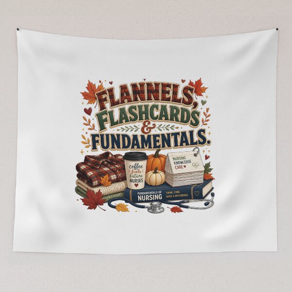 Item preview, Flannels, Flashcards & Fundamentals – Funny Fall Nursing Student Design designed and sold by CuteDesignables.