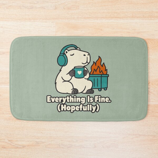 Item preview, Everything Is Fine Hopefully Capybara Dumpster Fire designed and sold by KungPowUnicorn.