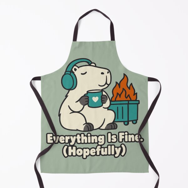 Item preview, Everything Is Fine Hopefully Capybara Dumpster Fire designed and sold by KungPowUnicorn.