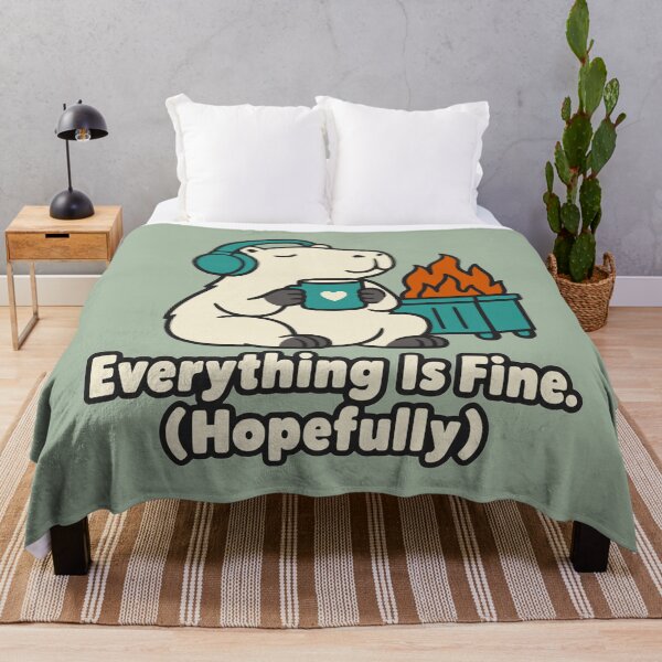Item preview, Everything Is Fine Hopefully Capybara Dumpster Fire designed and sold by KungPowUnicorn.
