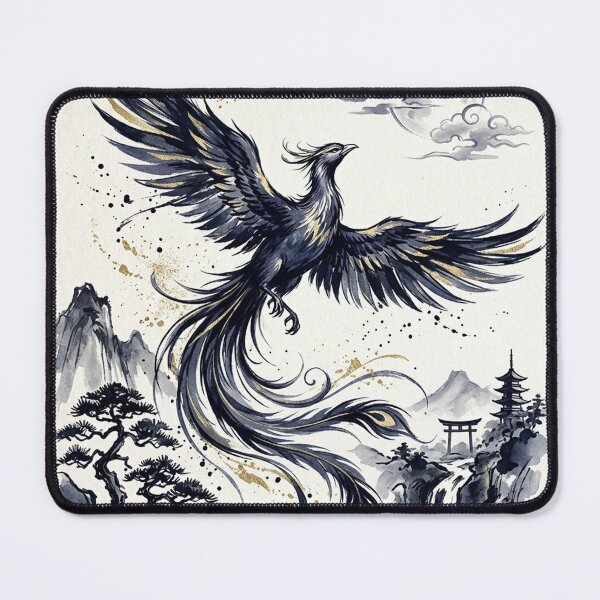 Item preview, Sacred Phoenix Sumi-e Japanese Ink Wash Painting designed and sold by iris-festival.