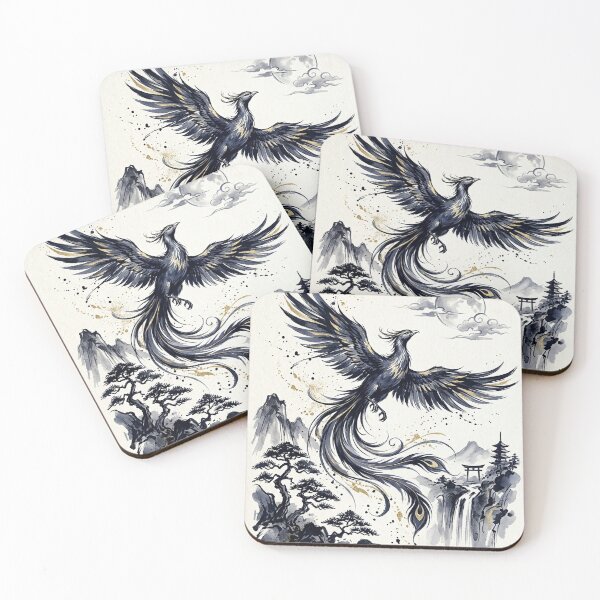 Item preview, Sacred Phoenix Sumi-e Japanese Ink Wash Painting designed and sold by iris-festival.