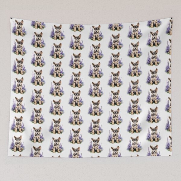 Item preview, Lupine Flower Puppy | Elegant Botanical Floral Art designed and sold by Mandayartstudio.