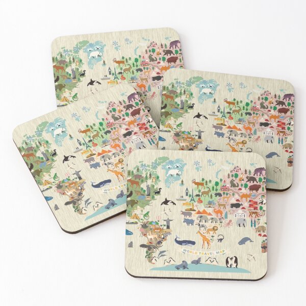 Item preview, Mural - Animal World Map Beige designed and sold by RachelCute.