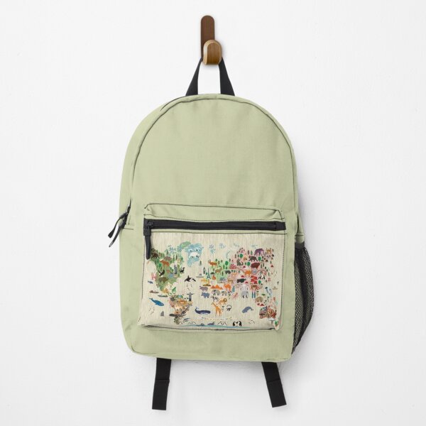 Item preview, Mural - Animal World Map Beige designed and sold by RachelCute.
