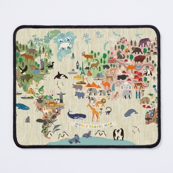 Item preview, Mural - Animal World Map Beige designed and sold by RachelCute.