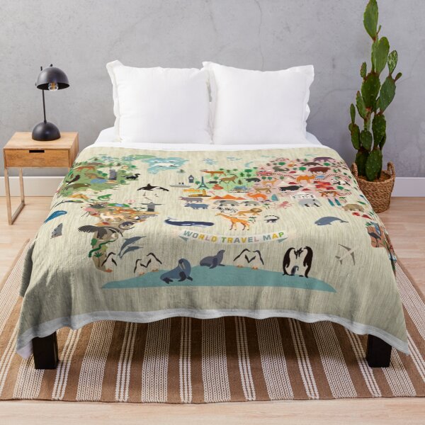 Item preview, Mural - Animal World Map Beige designed and sold by RachelCute.