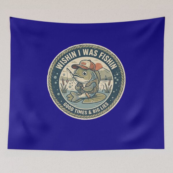 Item preview, Wishin' I Was Fishin' – Vintage Retro Lake Fishing Outdoor Art designed and sold by Evelashop.