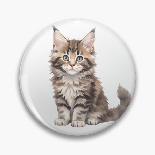 Item preview, Cute Maine Coon Kitten Cat Watercolour Illustration designed and sold by made by Golightly x.