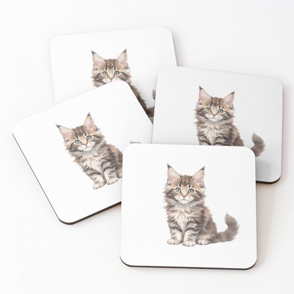 Item preview, Cute Maine Coon Kitten Cat Watercolour Illustration designed and sold by made by Golightly x.