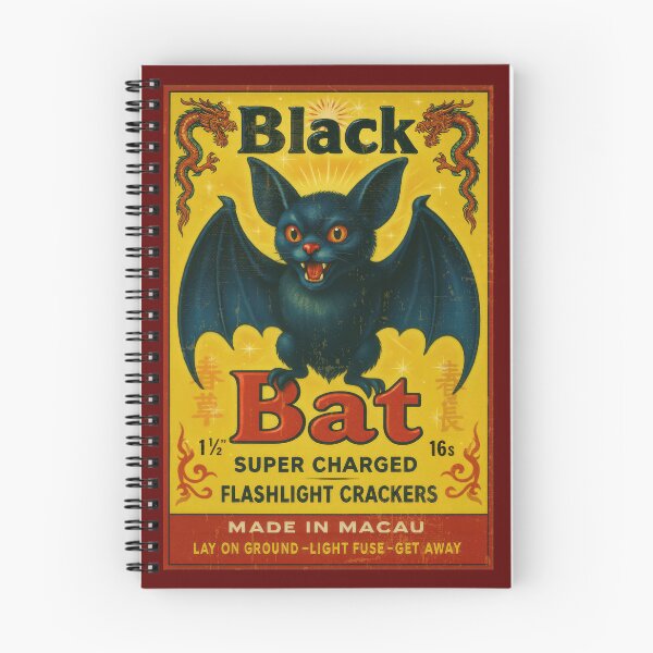Item preview, Vintage Black Bat Firecracker Label designed and sold by monstermangraphic.