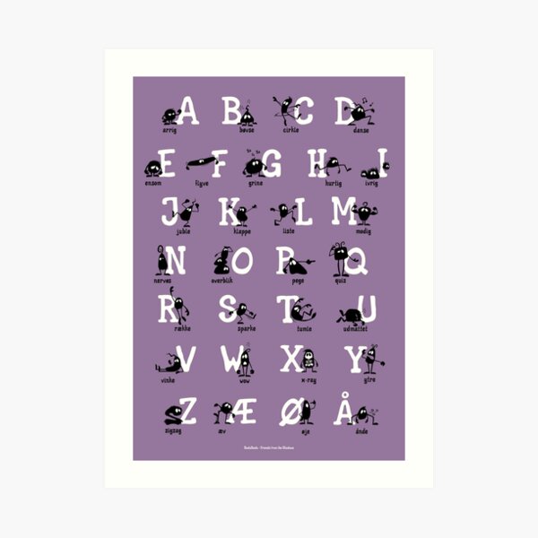 Alfabet - Lilla Art Print