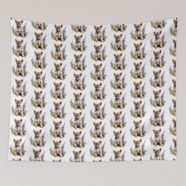 Item preview, Lupine Flower Puppy | Elegant Botanical Floral Art designed and sold by Mandayartstudio.