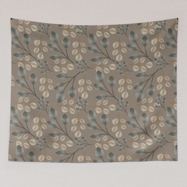 Item preview, Botanical Foliage Muted Khaki Brown Seamless Pattern Art designed and sold by ​Jyoti Digital Artist.