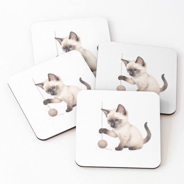 Item preview, Cute Siamese Kitten Cat Watercolour Illustration designed and sold by made by Golightly x.