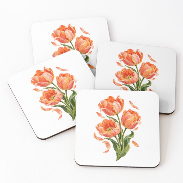 Item preview, Coral Tulips Dancing in Impasto designed and sold by NinePixel.