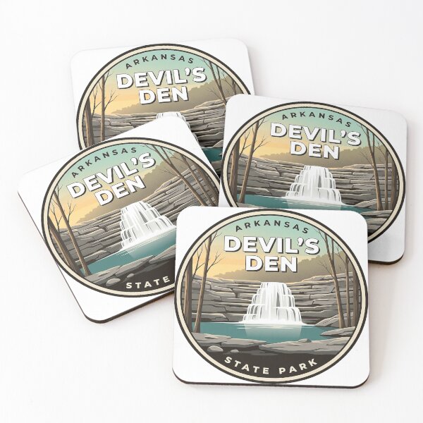 Item preview, Devils Den State Park Arkansas Waterfall Round Badge Sticker designed and sold by DetourDgn.