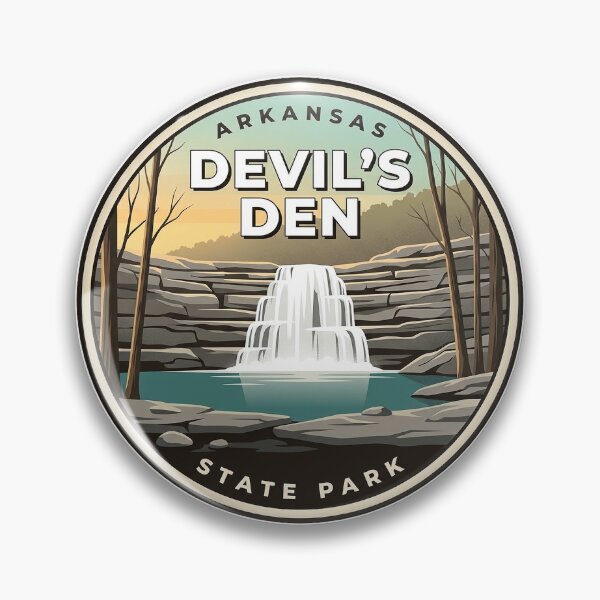 Artikelvorschau, Devils Den State Park Arkansas Wasserfall Rundabzeichen Aufkleber entworfen und verkauft von DetourDgn.