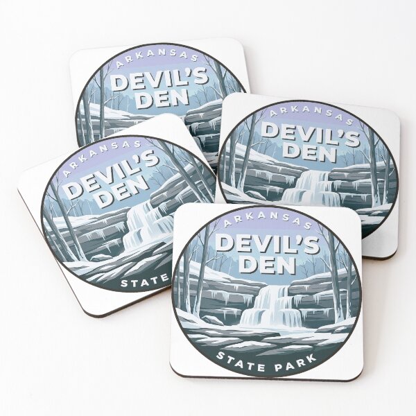 Item preview, Devils Den State Park Arkansas Winter Waterfall Badge Sticker designed and sold by DetourDgn.