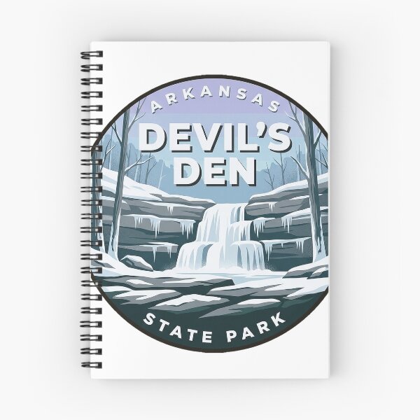 Item preview, Devils Den State Park Arkansas Winter Waterfall Badge Sticker designed and sold by DetourDgn.