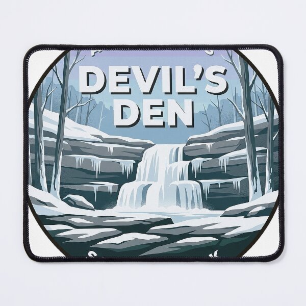 Item preview, Devils Den State Park Arkansas Winter Waterfall Badge Sticker designed and sold by DetourDgn.