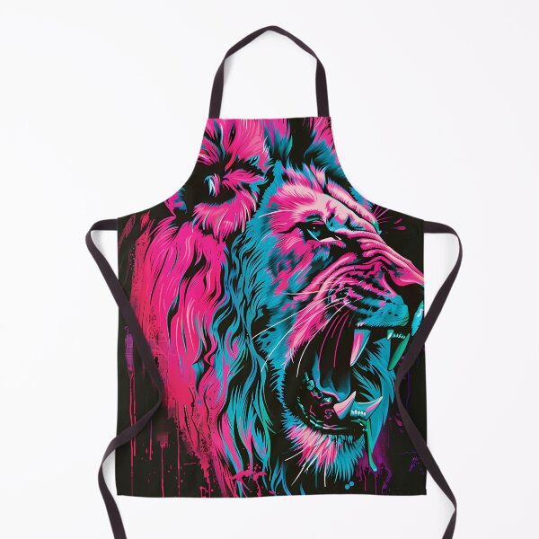 Item preview, Roaring lion in neon pop art style - synthwave big cat designed and sold by Artdavesalzburg.