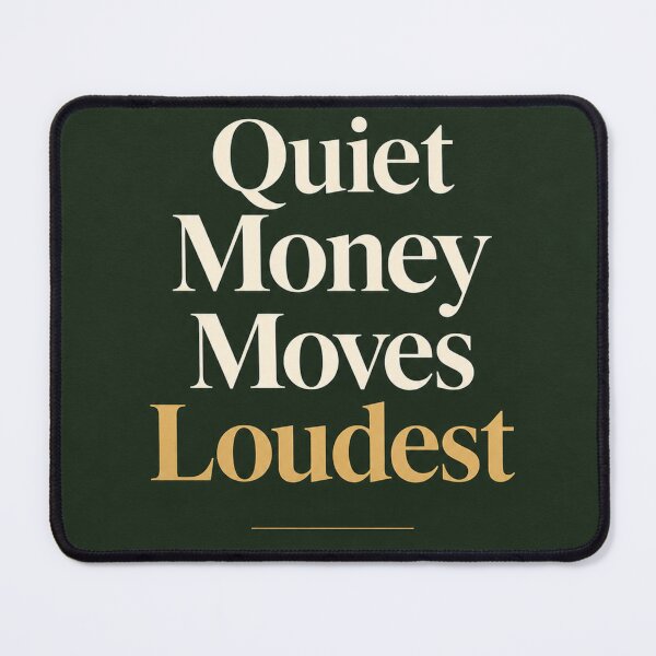 Item preview, Quiet Money Moves Loudest | Gold and Dark Green Wealth Quote designed and sold by Zaramodo.