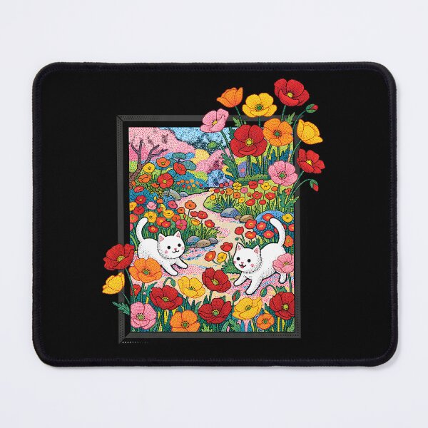 Item preview, Cats in the Garden Pointillism Illustration designed and sold by Museum Of Non-Existing Art.