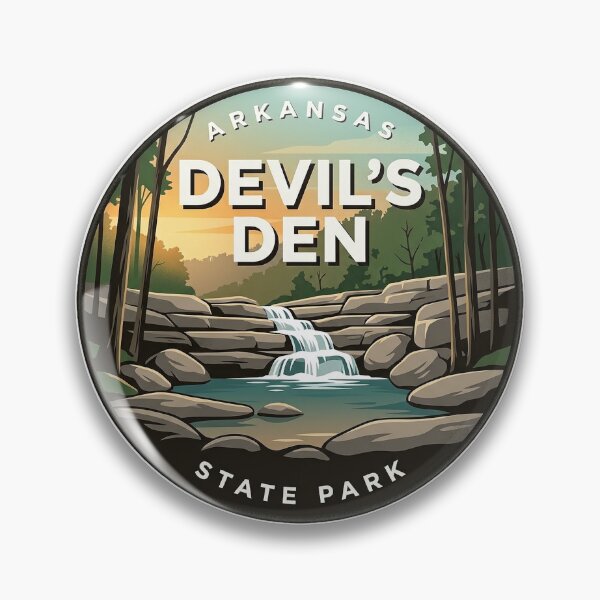 Item preview, Devils Den State Park Arkansas Lee Creek Cascade Badge Sticker designed and sold by DetourDgn.