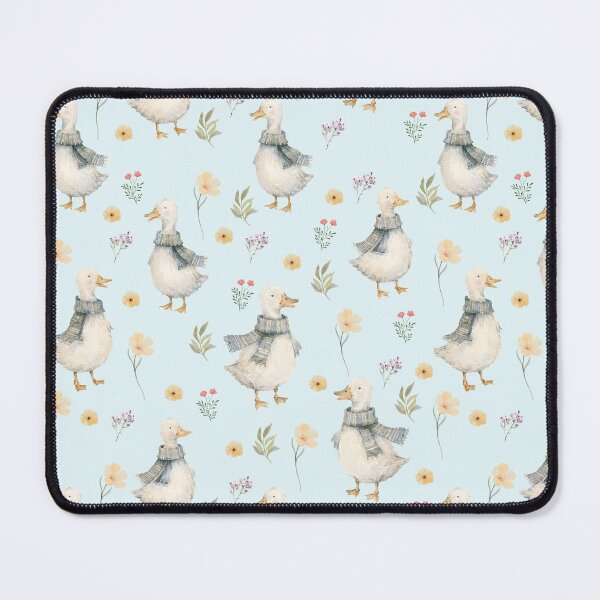Item preview, Scarf Ducks & Wildflowers – Cottagecore Watercolor Pattern designed and sold by PaperyAndInk.