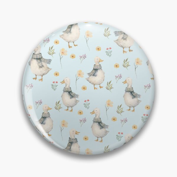 Item preview, Scarf Ducks & Wildflowers – Cottagecore Watercolor Pattern designed and sold by PaperyAndInk.