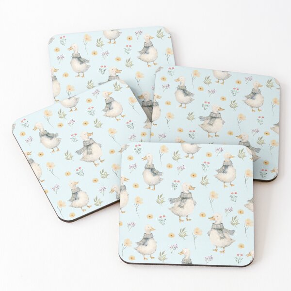 Item preview, Scarf Ducks & Wildflowers – Cottagecore Watercolor Pattern designed and sold by PaperyAndInk.