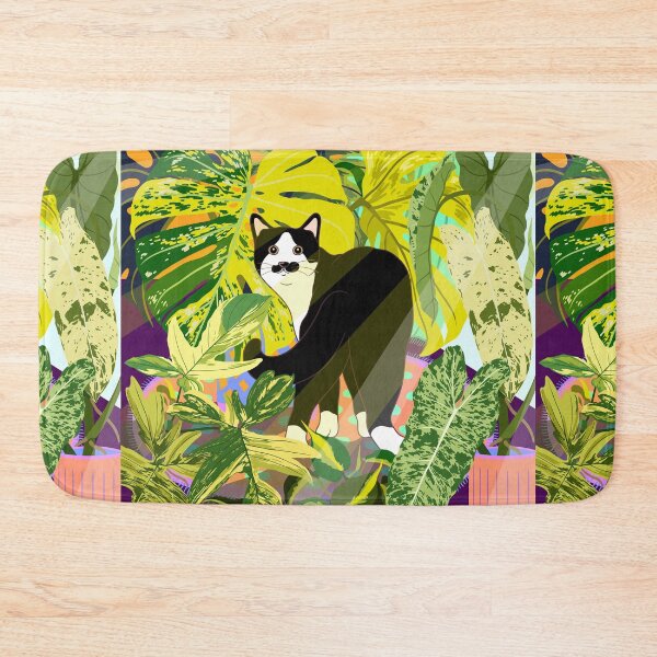 Item preview, A Mustache Tuxedo Cat’s Secret Foliage Corner designed and sold by pepinugroho.