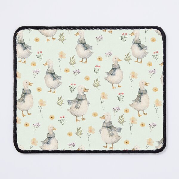 Item preview, Cozy Scarf Ducks & Wildflowers – Cottagecore Watercolor Pattern designed and sold by PaperyAndInk.