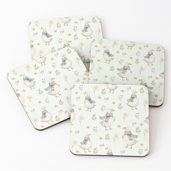 Item preview, Cozy Scarf Ducks & Wildflowers – Cottagecore Watercolor Pattern designed and sold by PaperyAndInk.