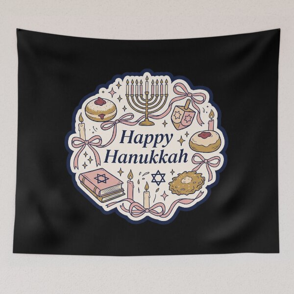 Item preview, Happy Hanukkah Coquette Doodle — Bows and Menorah designed and sold by TheCalmEdit.