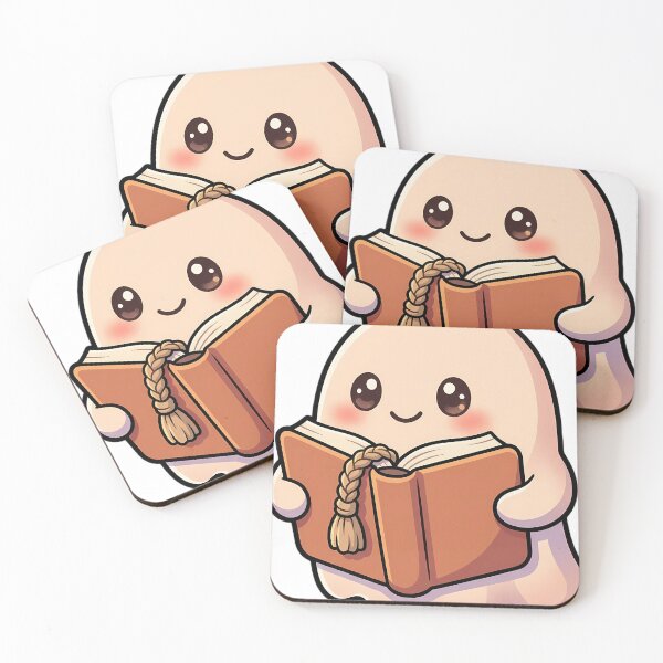 Item preview, Cute Pale Peach Ghost Reading a Bedtime Storybook with a Knitted Bookmark designed and sold by pumsquare.