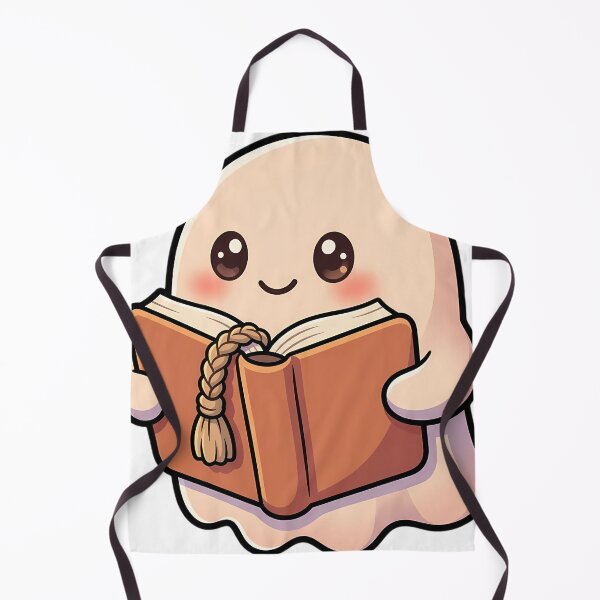 Item preview, Cute Pale Peach Ghost Reading a Bedtime Storybook with a Knitted Bookmark designed and sold by pumsquare.