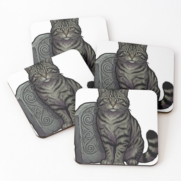 Item preview, Mystic Outlands — Scottish Wildcat at a Carved Pictish Stone designed and sold by IllumeInk.