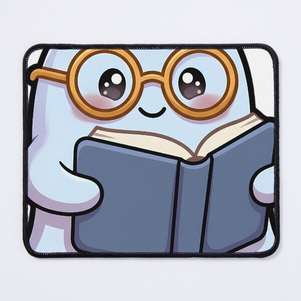 Item preview, Cute Powder Blue Ghost Reading a Poetry Collection with Round Reading Spectacles designed and sold by pumsquare.