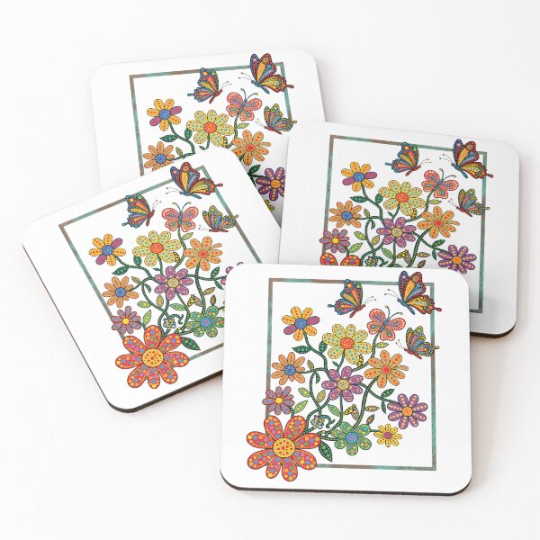 Item preview, Flowers and Butterflies Pointillism Illustration designed and sold by Museum Of Non-Existing Art.
