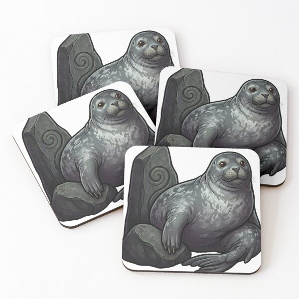 Item preview, Mystic Outlands — Grey Seal at a Loch-side Standing Stone designed and sold by IllumeInk.