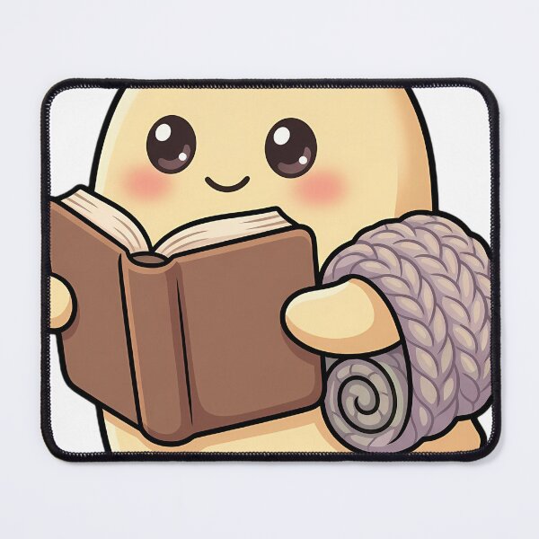 Item preview, Cute Pale Butter Ghost Reading a Winter Tale with a Rolled Knitted Blanket designed and sold by pumsquare.
