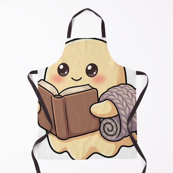Item preview, Cute Pale Butter Ghost Reading a Winter Tale with a Rolled Knitted Blanket designed and sold by pumsquare.