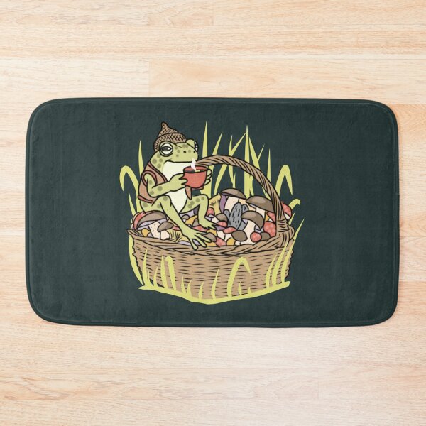 Item preview, Frog Cozy Cottagecore Mushroom Basket Drinking Coffee designed and sold by LeshanArt.