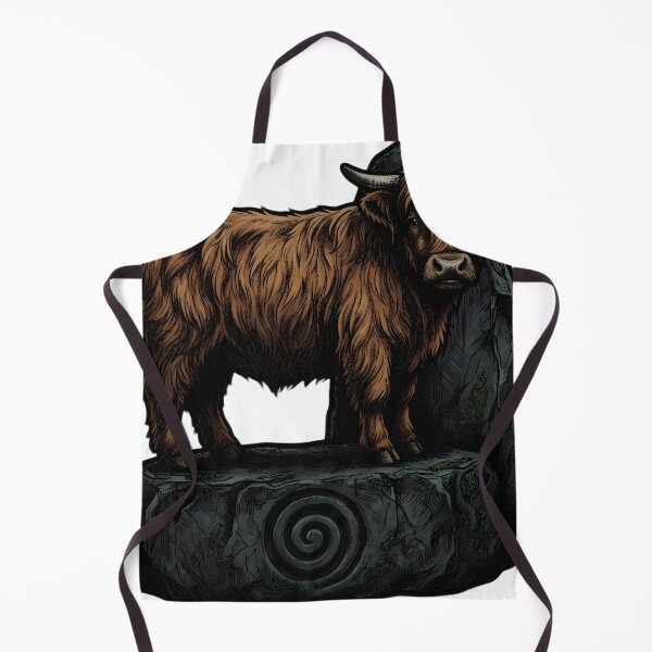 Item preview, Mystic Outlands — Highland Cattle Calf at a Weathered Standing Stone designed and sold by IllumeInk.