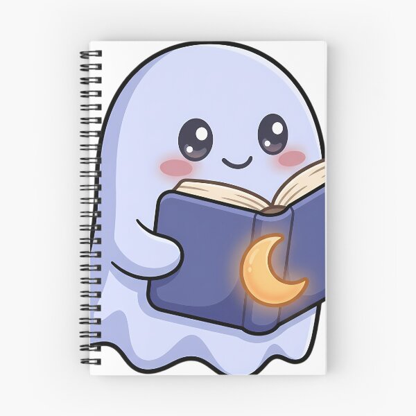 Item preview, Cute Pale Periwinkle Ghost Reading a Moonlight Tales with a Crescent Moon Night Light designed and sold by pumsquare.