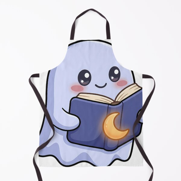 Item preview, Cute Pale Periwinkle Ghost Reading a Moonlight Tales with a Crescent Moon Night Light designed and sold by pumsquare.